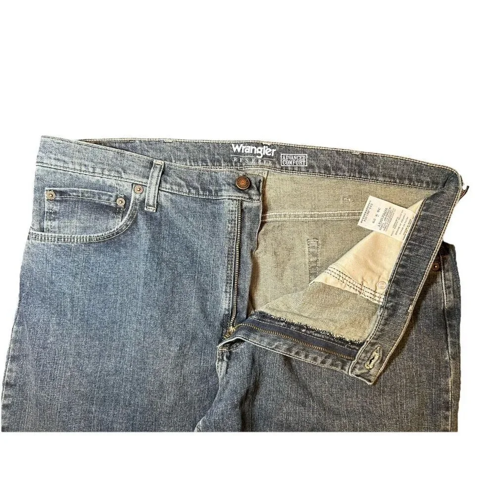 Wrangler Reserve Advanced Comfort Straight Leg Denim Blue Jeans Men's Size 38x29
